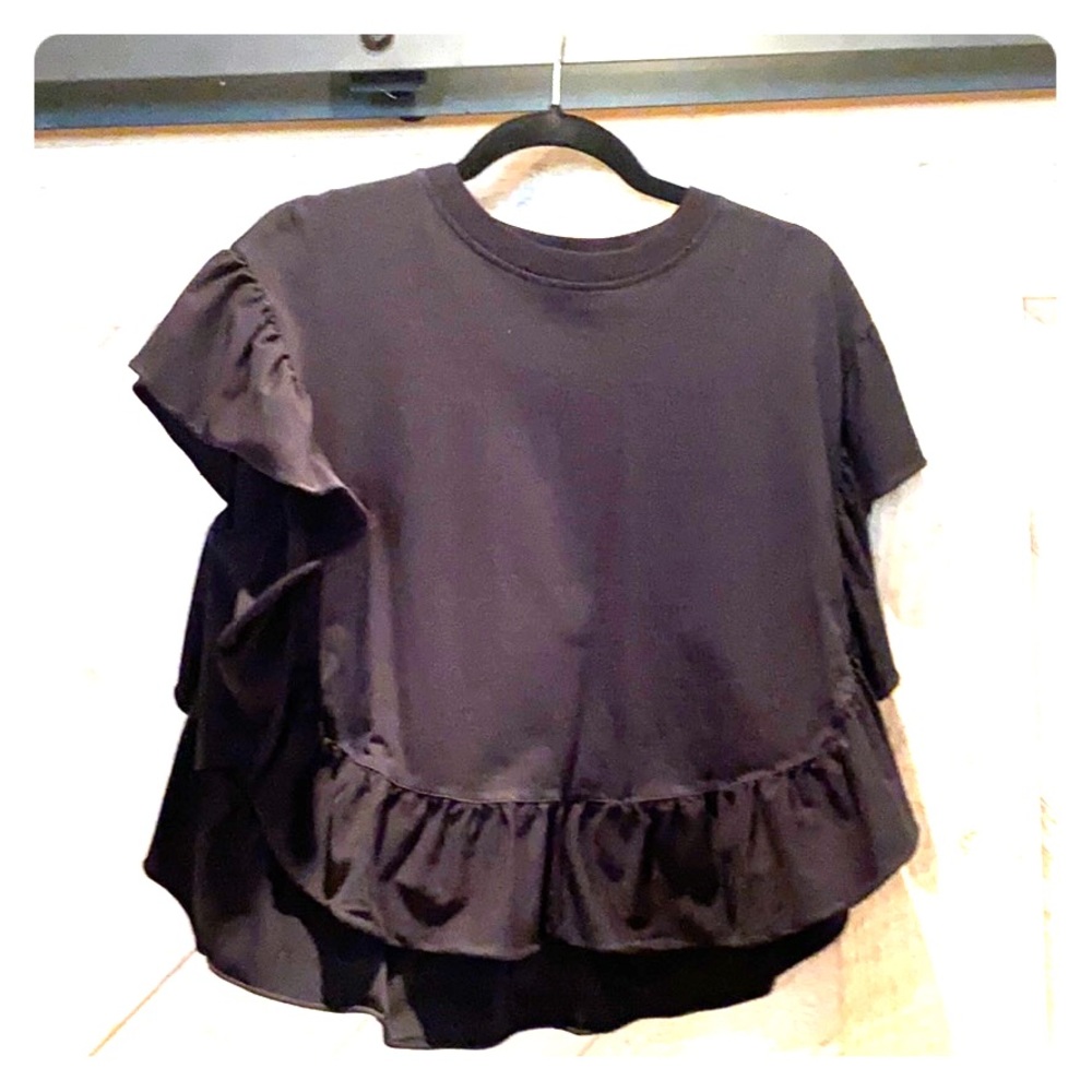 Black ruffle T-shirt